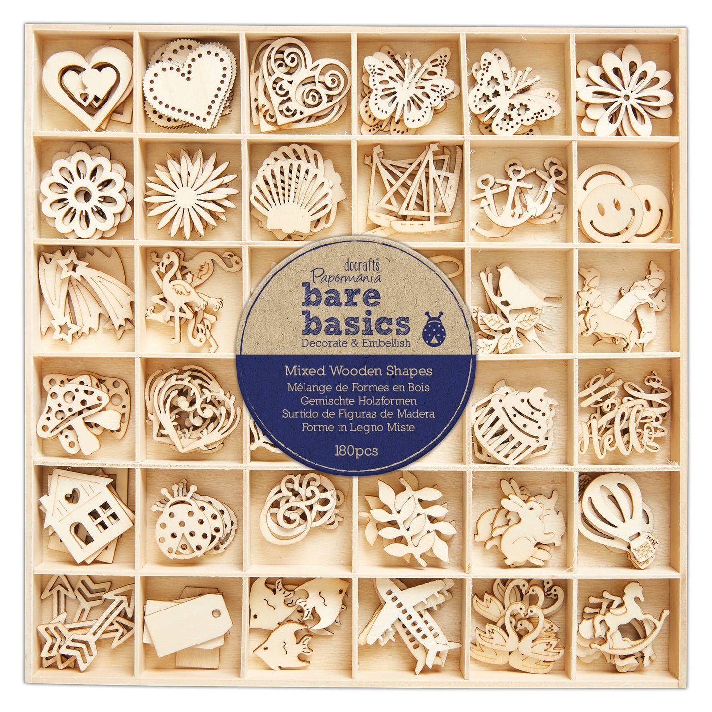 Bare Basics - Wooden Shapes (180pcs) Mixed Wooden Shapes