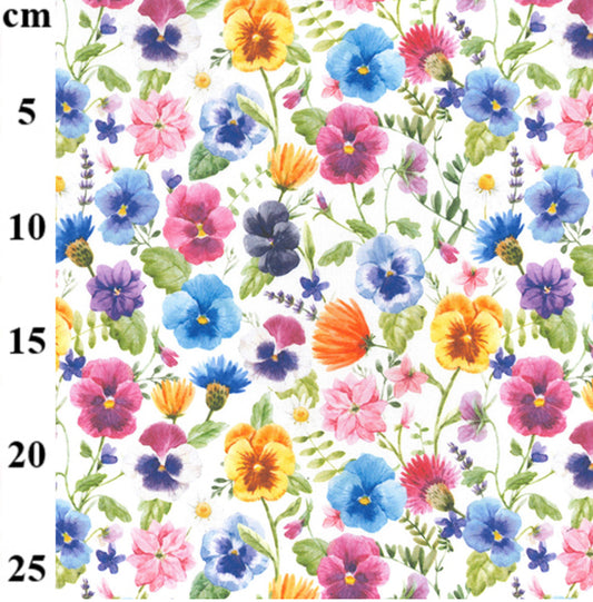 Cotton fabric - Pansy design.