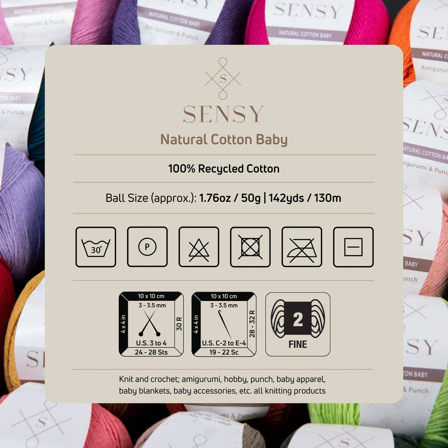 Sensy Premium 100% Soft Cotton Yarn for Amigurumi Knitting a: 24 - Avocado