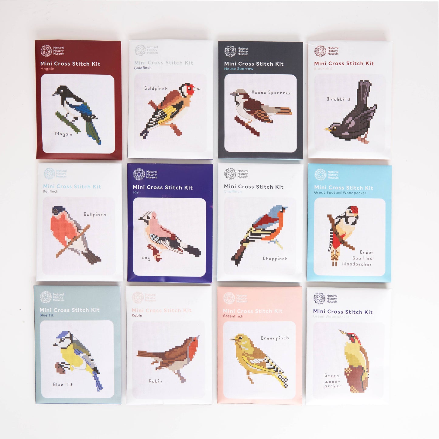 Natural Histrory Museum Cross Stitch, 12 Mini Designs, Birds