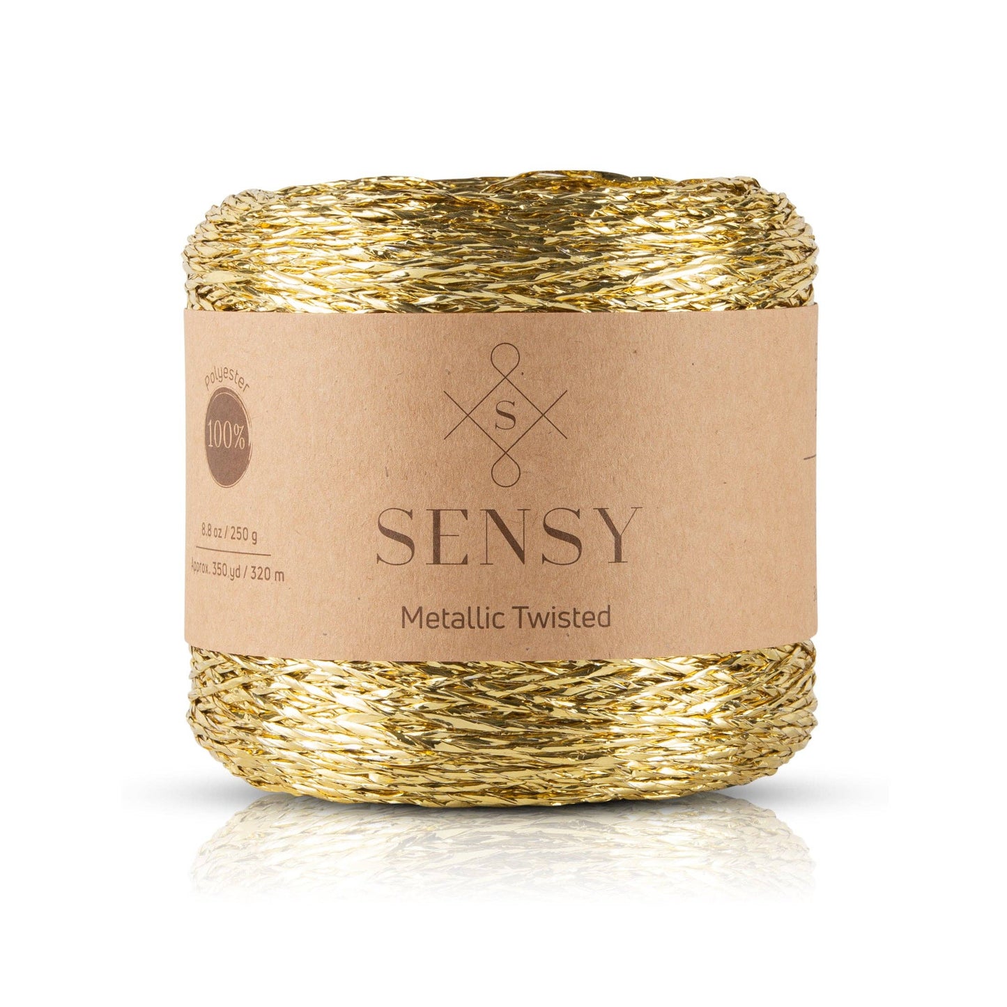 Sensy Premium 350 yards %100 Polyester Metallic Twisted Yarn: Gold