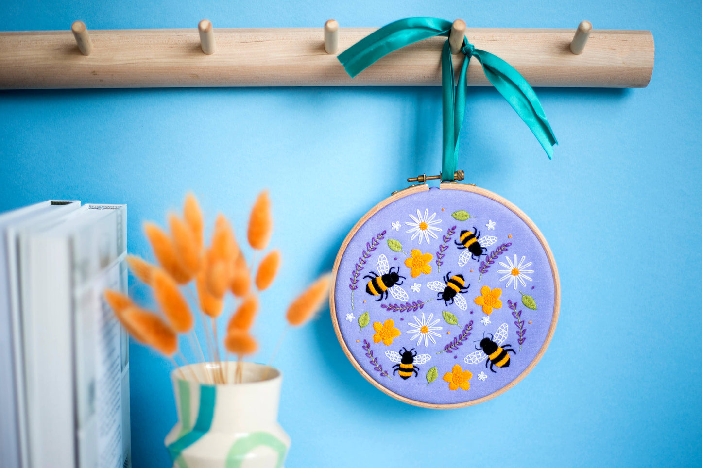Bees and Lavender Handmade Embroidery Kit Hoop Art