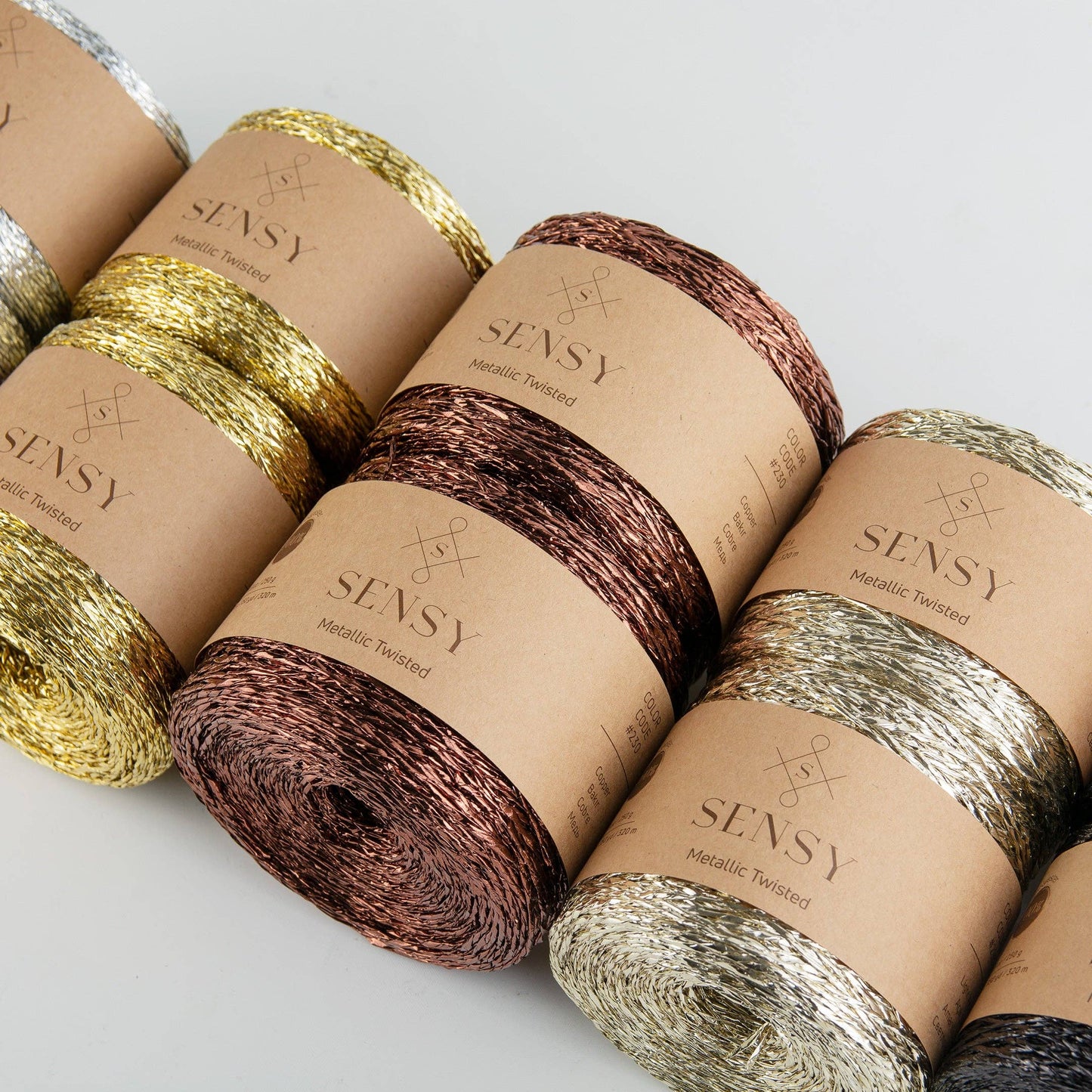 Sensy Premium 350 yards %100 Polyester Metallic Twisted Yarn: Gold