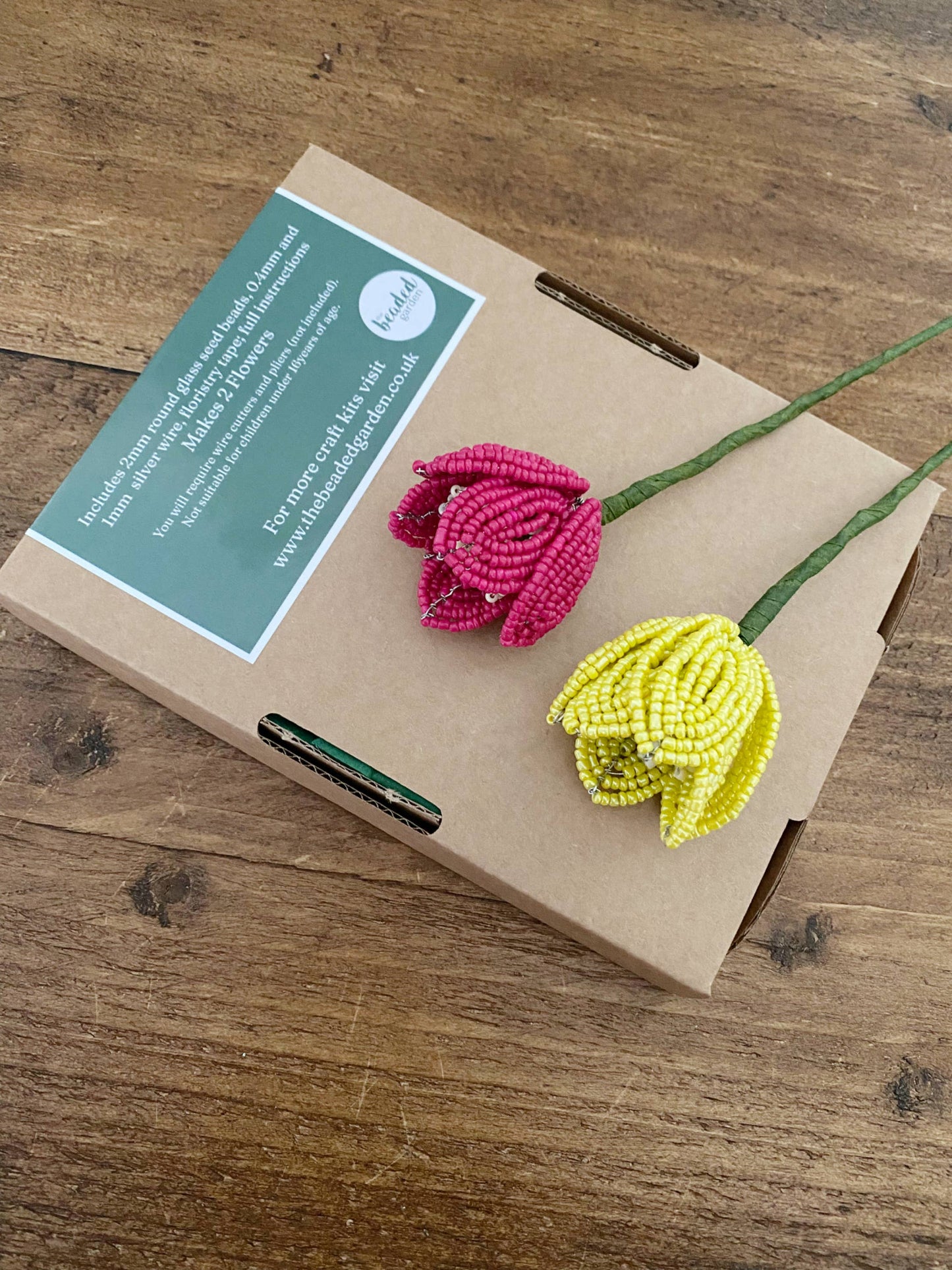 Beaded Flower Craft Kit - Tulip. A creative gift idea.