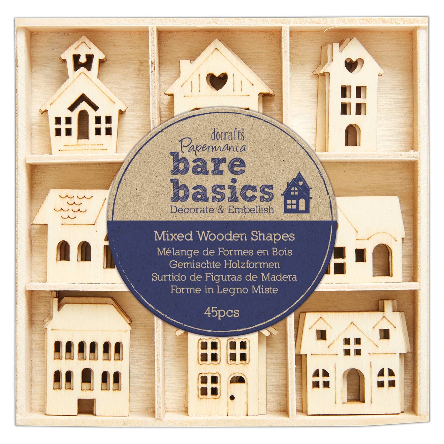 Bare Basics - Wooden Shapes (45pcs) Houses
