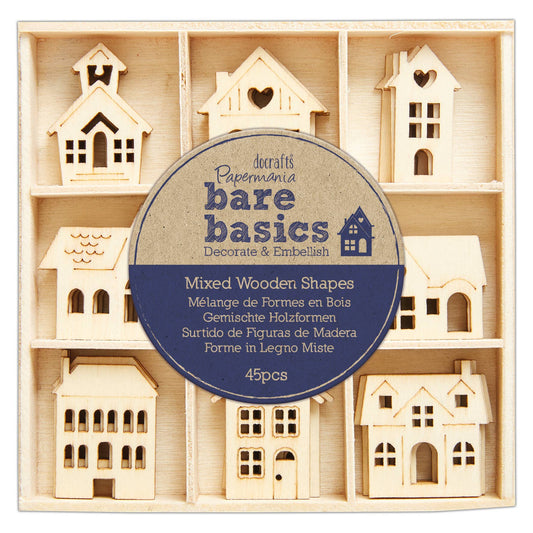 Bare Basics - Wooden Shapes (45pcs) Houses