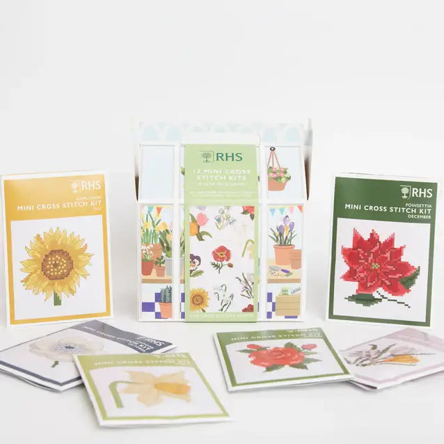 RHS Mini Cross Stitch Kits, 12 Months Of Cross Stitch