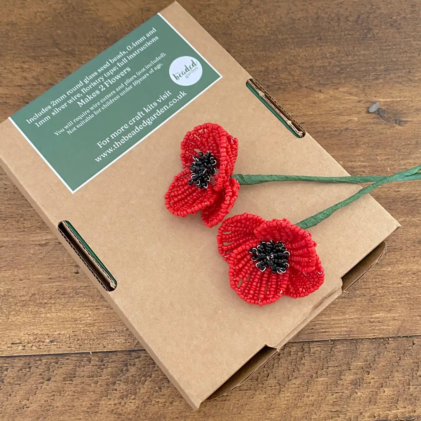 Beaded Flower Craft Kit - Poppy. A Creative Gift Idea.