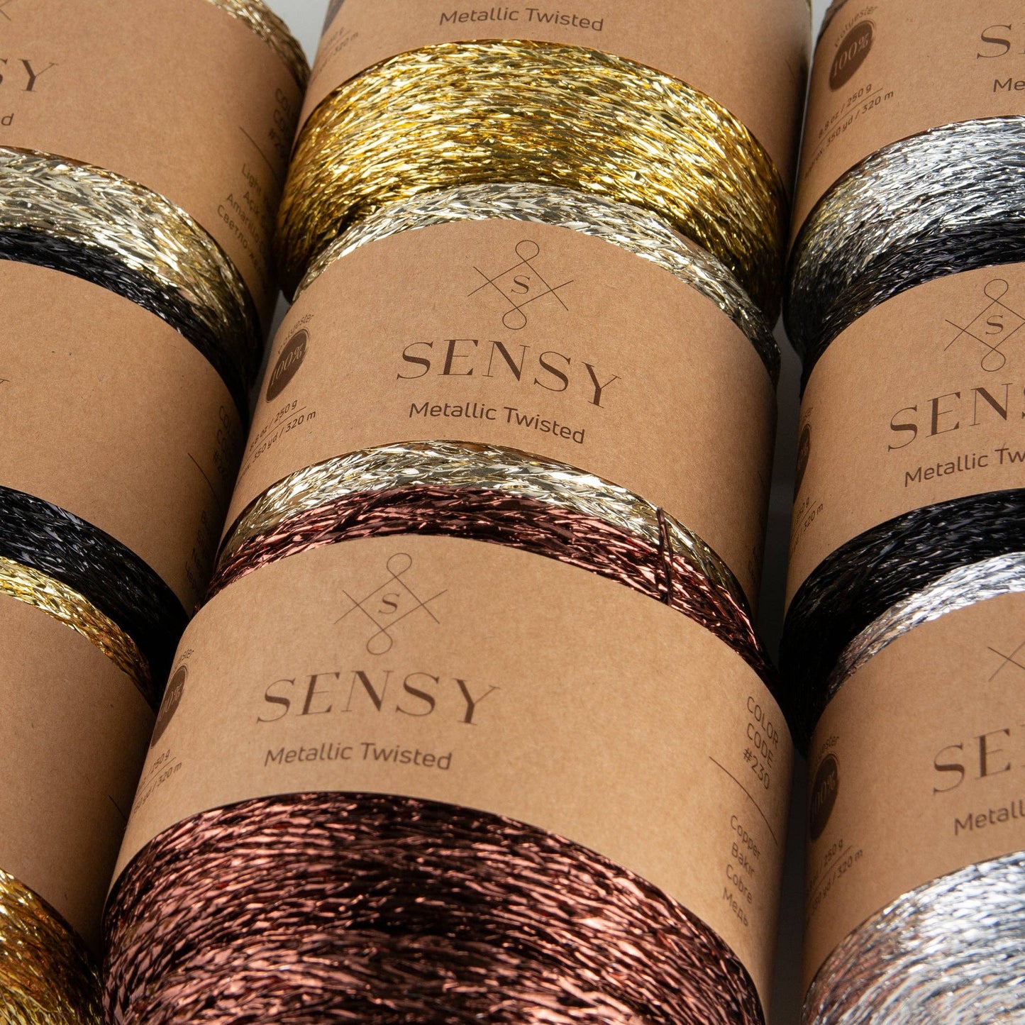 Sensy Premium 350 yards %100 Polyester Metallic Twisted Yarn: Gold