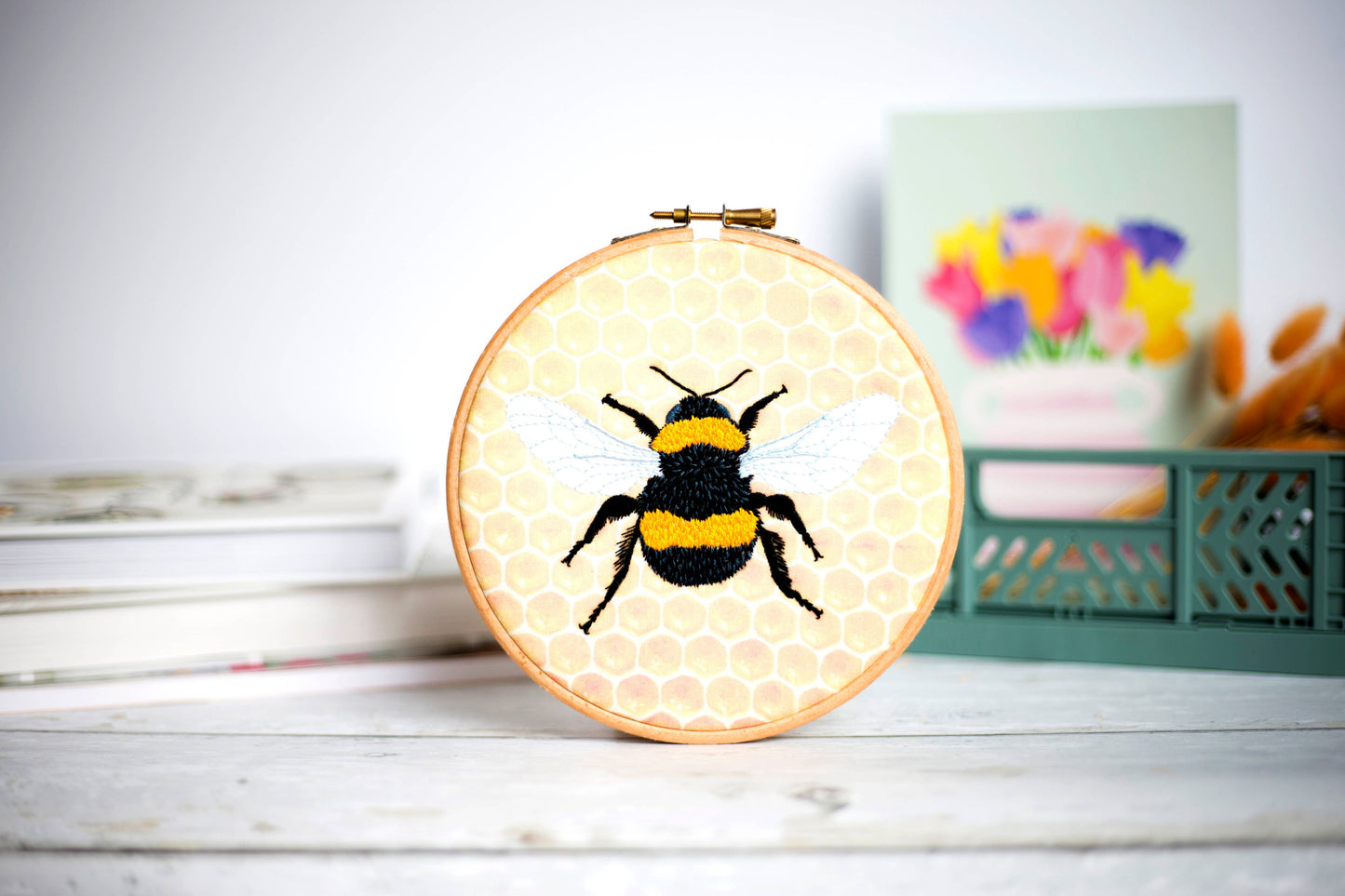 Bumblebee Thread Painting Handmade Embroidery Kit Hoop Art