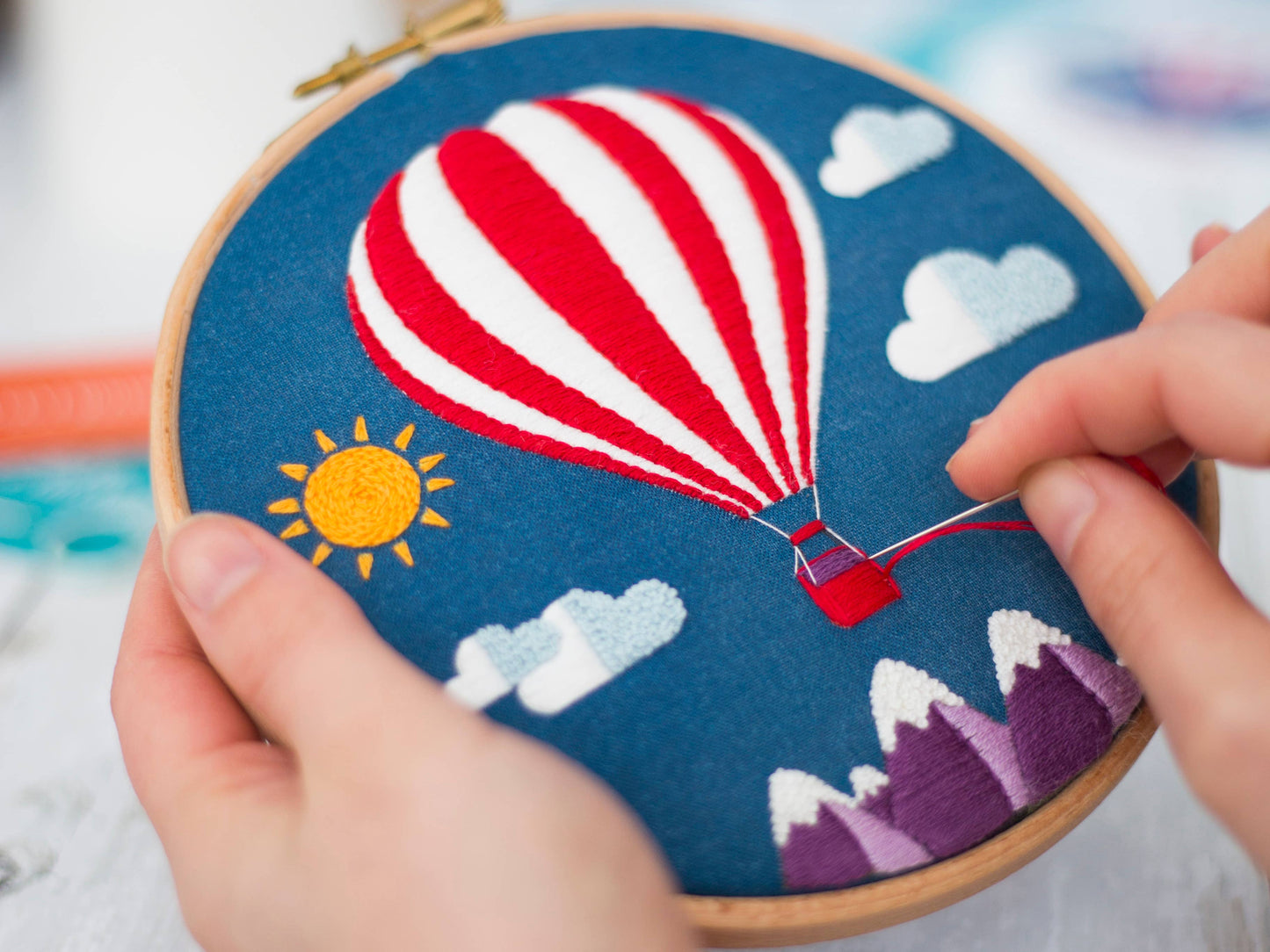 Hot Air Balloon Handmade Embroidery Kit Hoop Art
