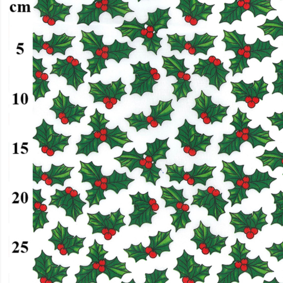 Polycotton Christmas Holly ( TCP902j
