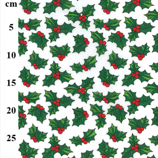 Polycotton Christmas Holly ( TCP902j
