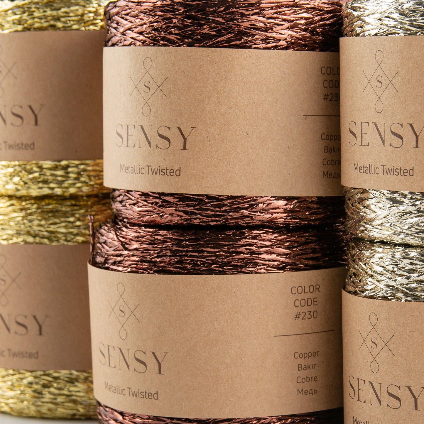 Sensy Premium 350 yards %100 Polyester Metallic Twisted Yarn: Gold