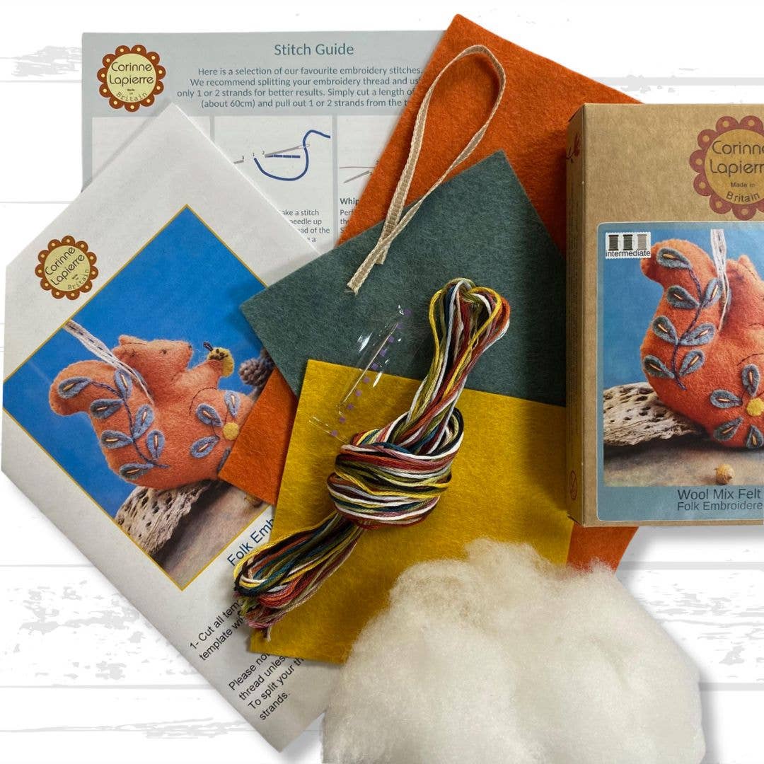 Folk Squirrel Felt Craft Mini Kit: English