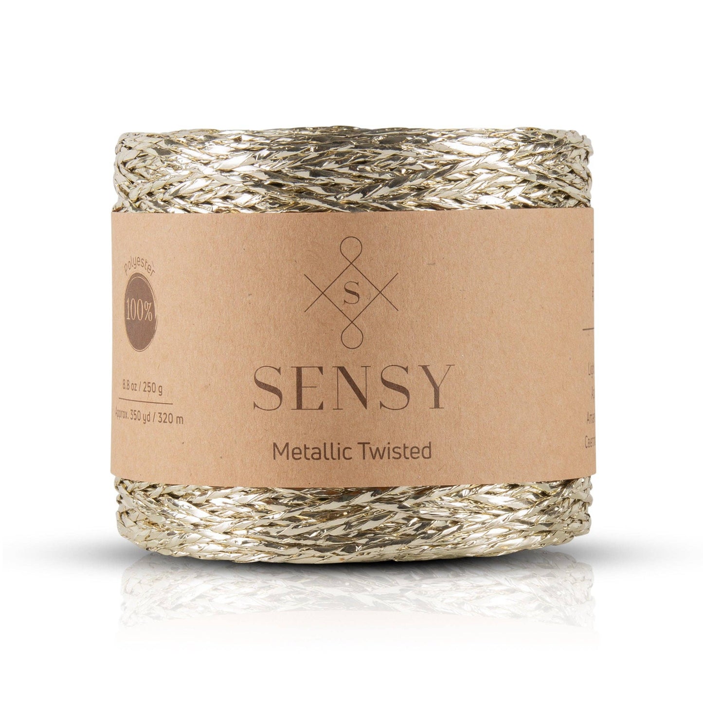 Sensy Premium 350 yards %100 Polyester Metallic Twisted Yarn: Gold
