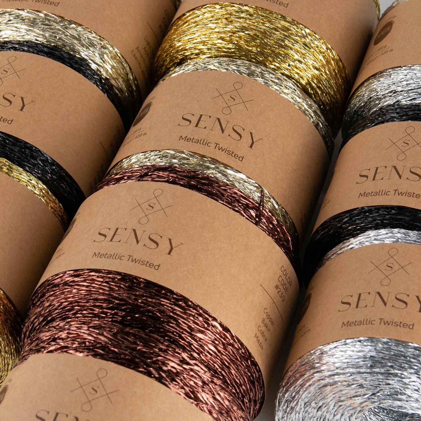 Sensy Premium 350 yards %100 Polyester Metallic Twisted Yarn: Gold