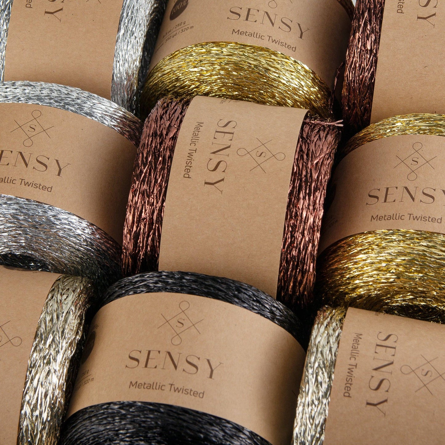 Sensy Premium 350 yards %100 Polyester Metallic Twisted Yarn: Gold