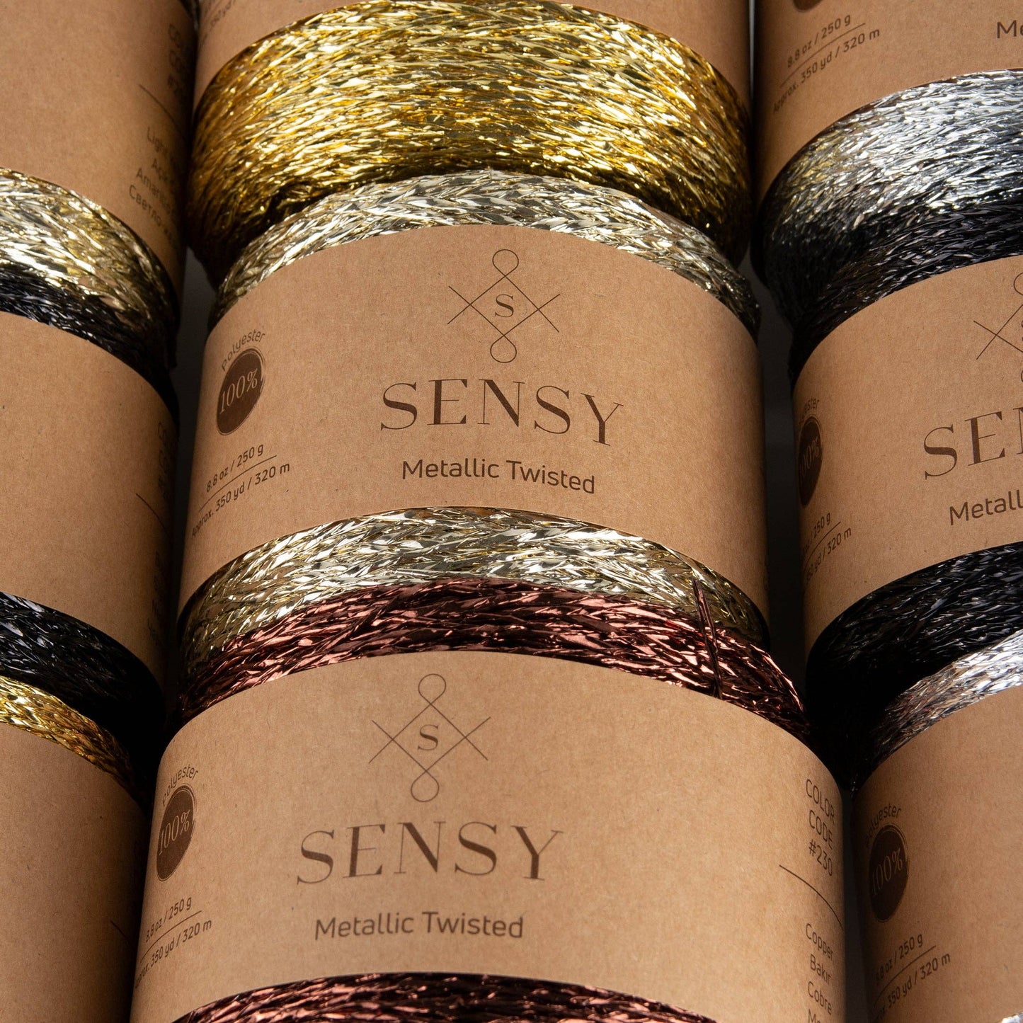 Sensy Premium 350 yards %100 Polyester Metallic Twisted Yarn: Gold