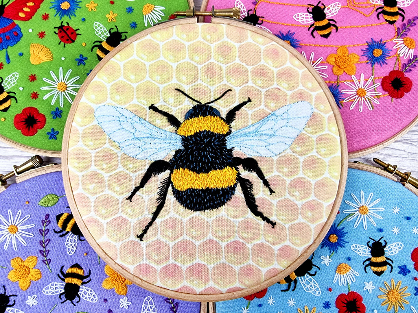 Bumblebee Thread Painting Handmade Embroidery Kit Hoop Art