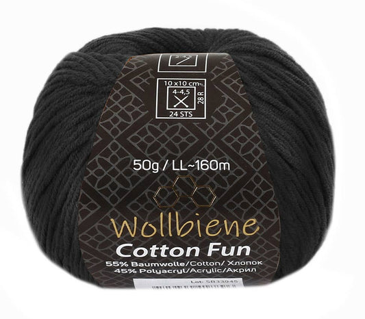 Cotton Fun all-season wool 50g knitting wool cotton mix: 25 black
