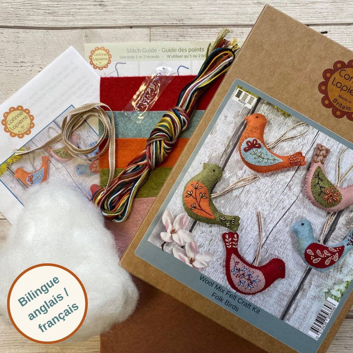 Folk Birds Felt Craft Kit: English