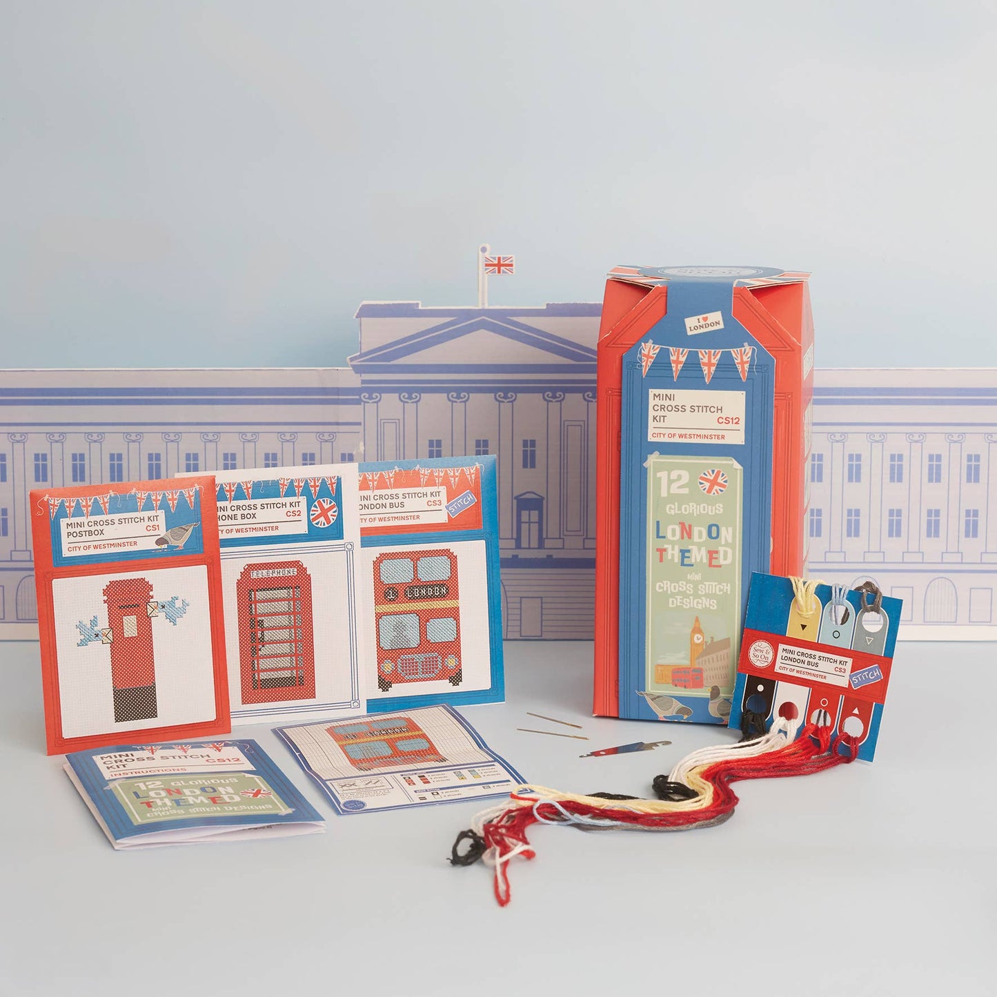 Sew & So On Mini Cross Stitch Kits, 12 Mini London Designs